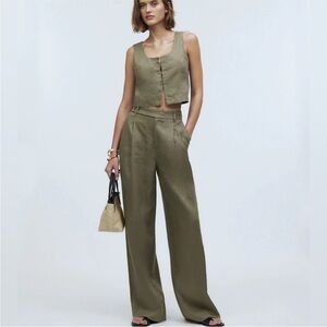 Madewell Harlow Wide Leg Pants & Top Set 100% Linen
